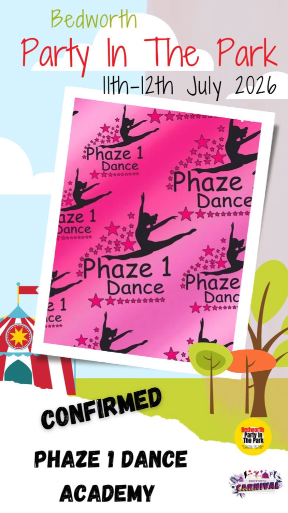 Phaze 1 Dance Academy confirmed act artwork for Party in the Park 2026.